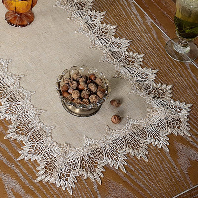Camino mesa gris piedra macramé 16x36pulg decoración hogar