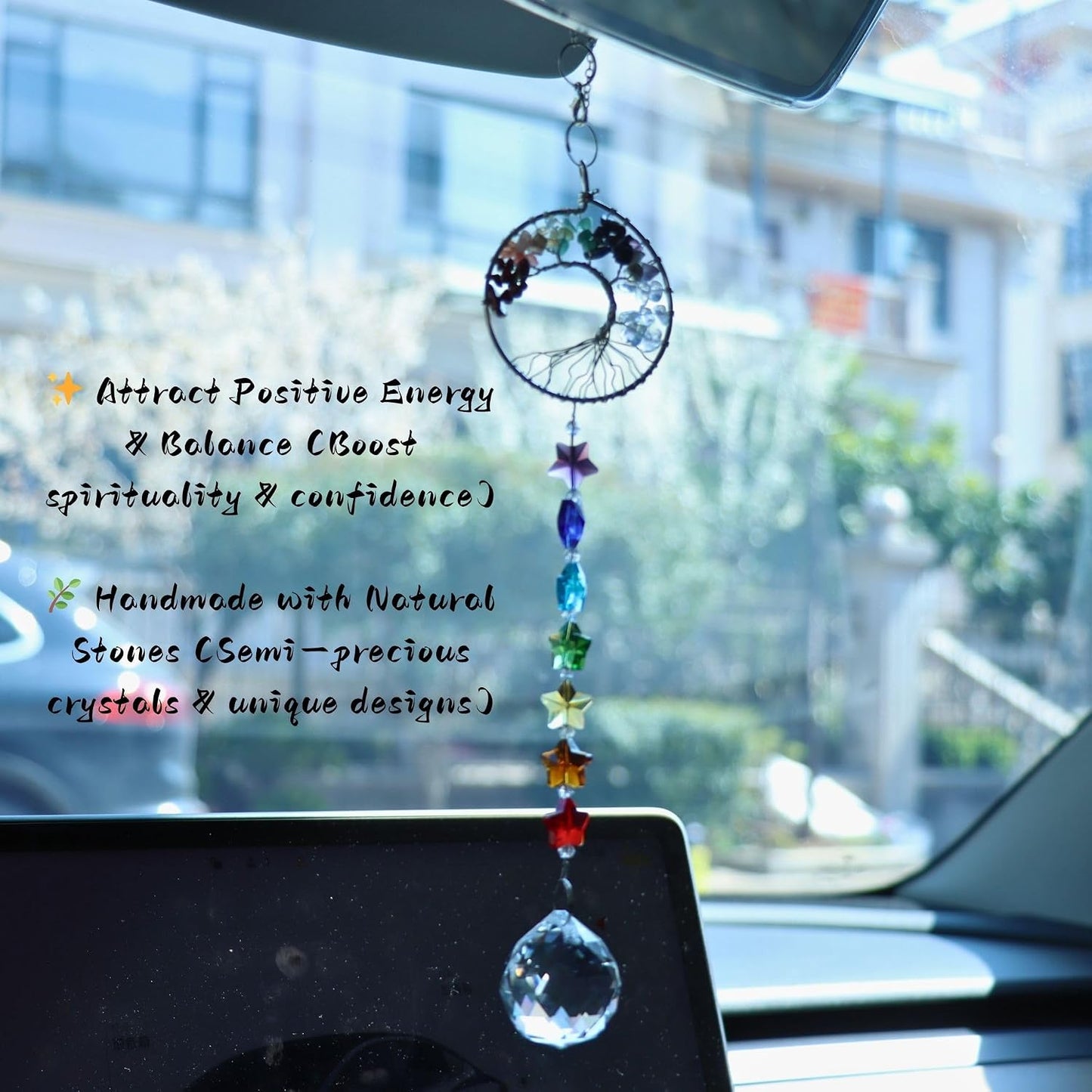 Accesorios colgantes cristal Árbol Vida para espejo