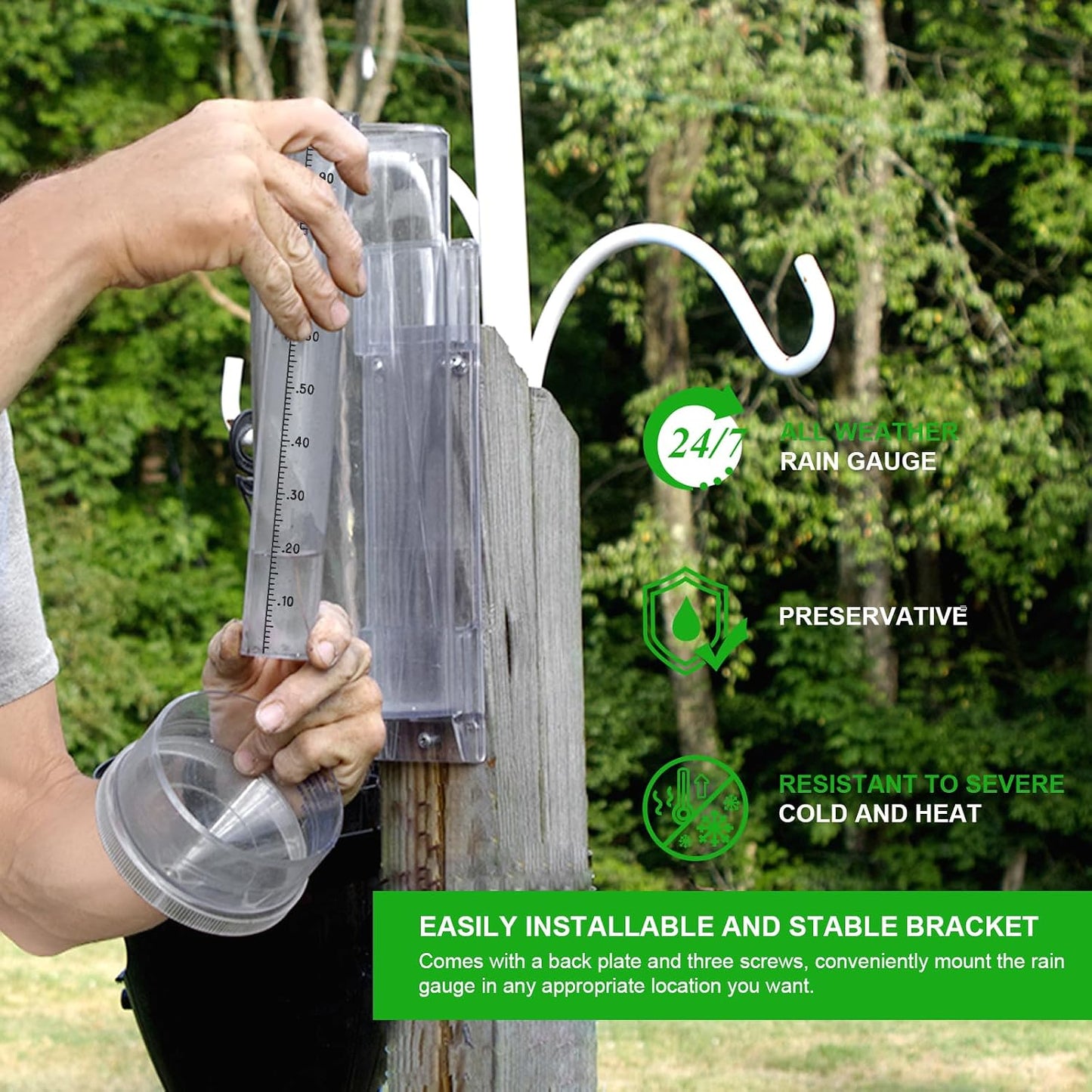 Pluviómetro preciso soporte exteriores poliester UV resistente