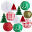 Adornos colgantes navidad 12 pzas linternas papel panal rojo verde dorado