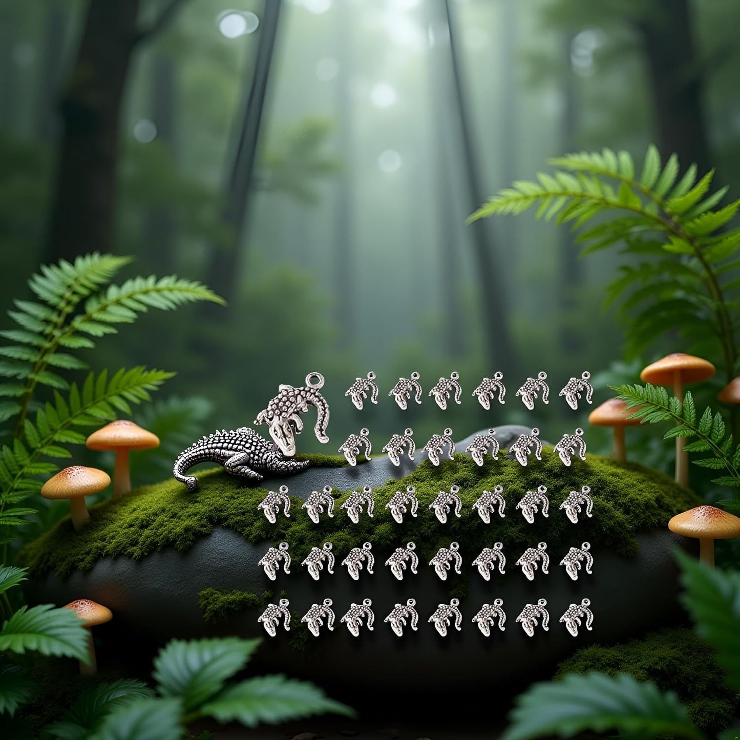 40 Dijes Plata Cocodrilo para Joyas y Manualidades