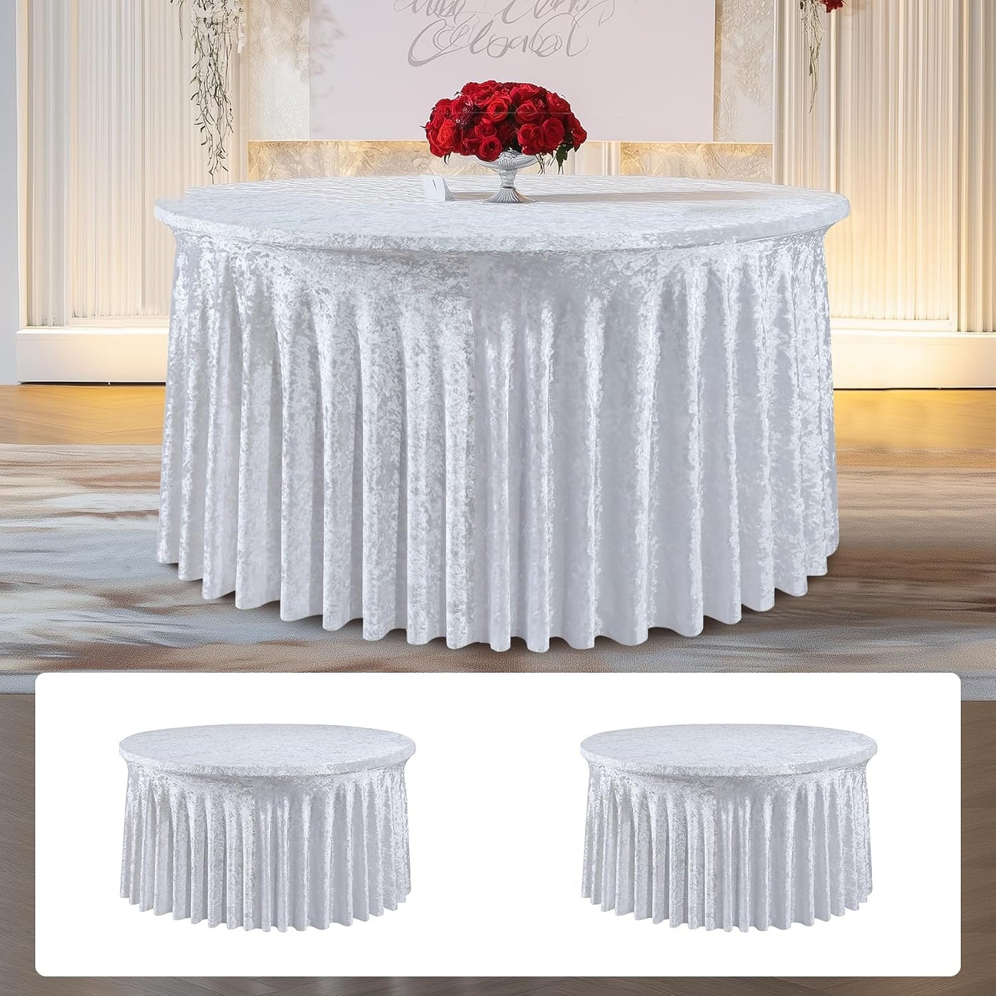 2 Pzas Manteles Redondos 5ft Velour Brillante Boda