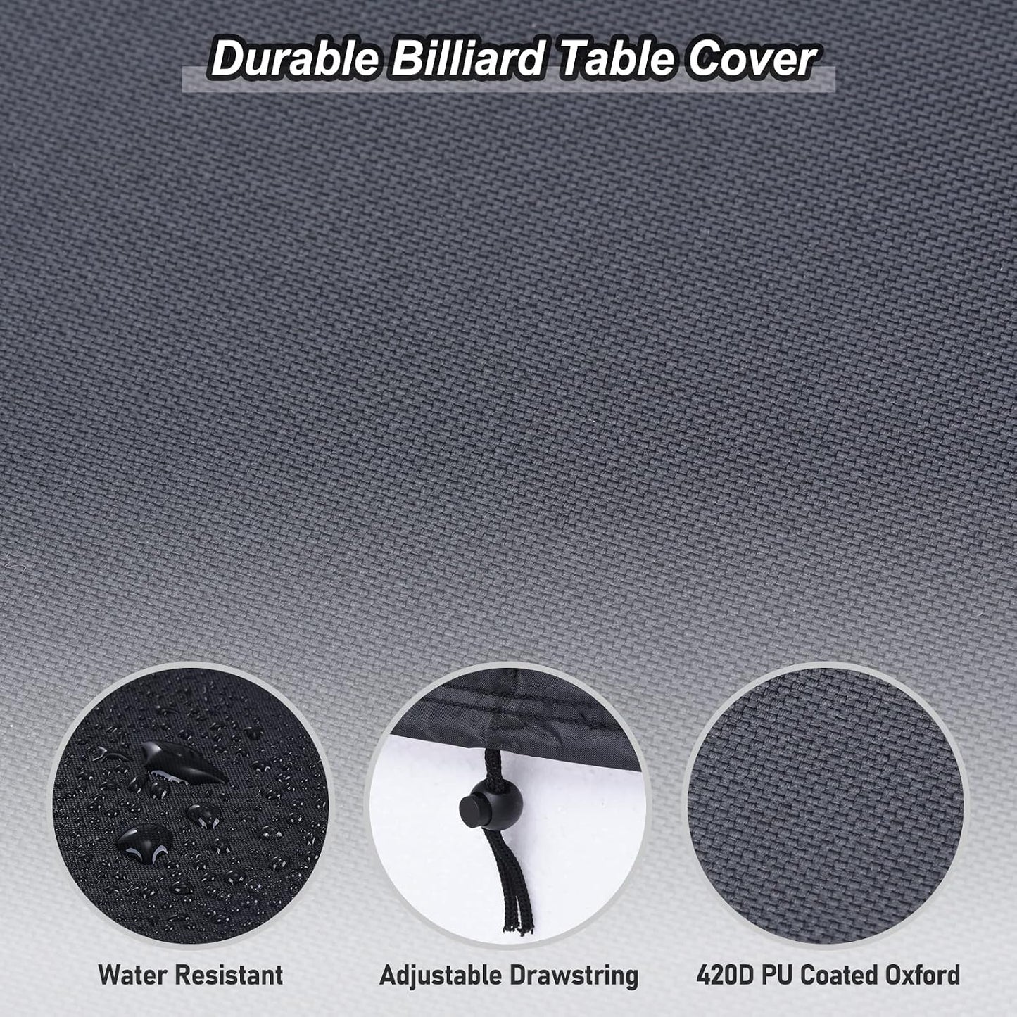 Funda mesa billar 8ft impermeable poliéster 420d color negro
