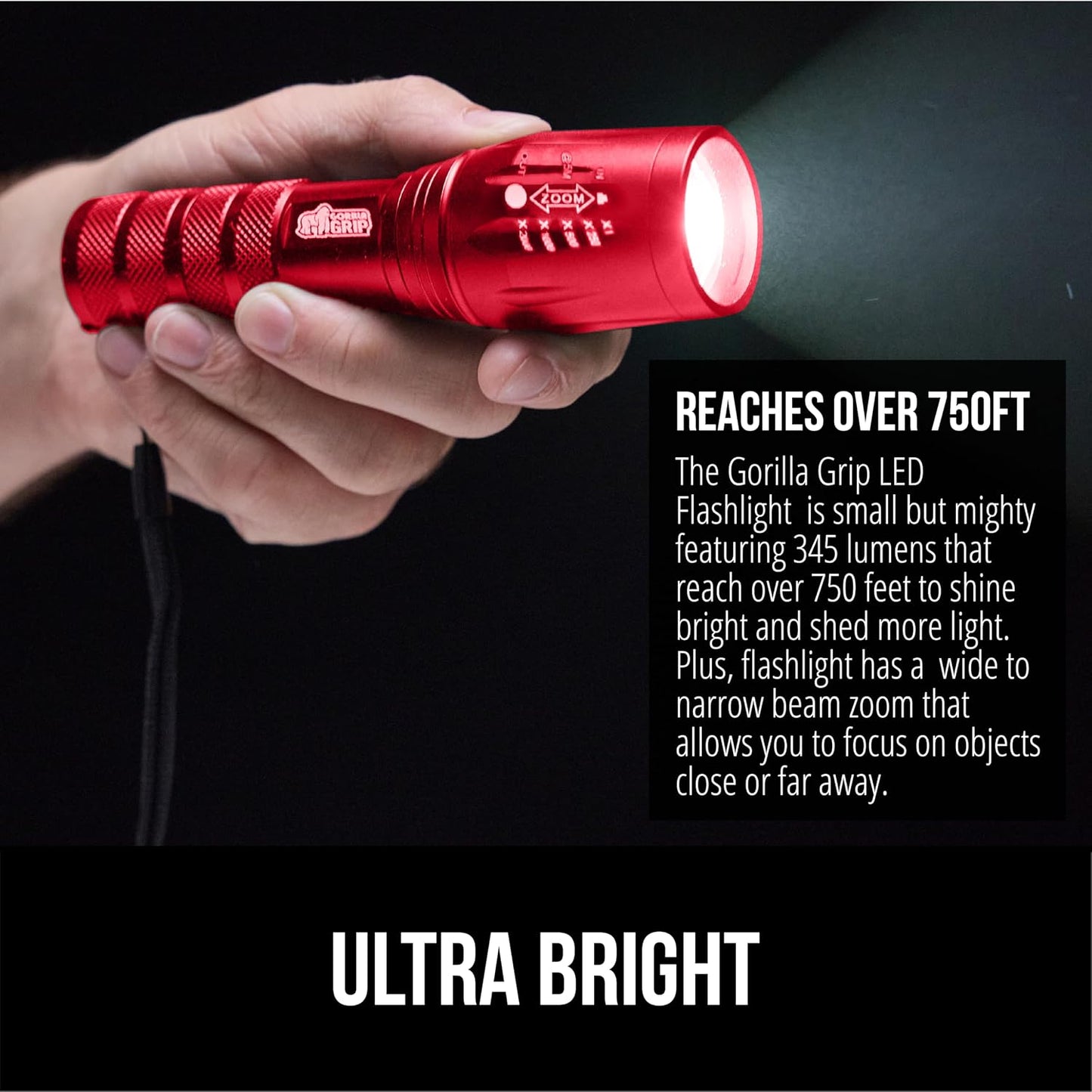 Linterna táctica LED 750pies impermeable color rojo