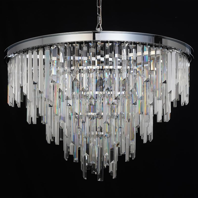 Lámpara colgante ajustable de cristal K9 16 luces 31pulg