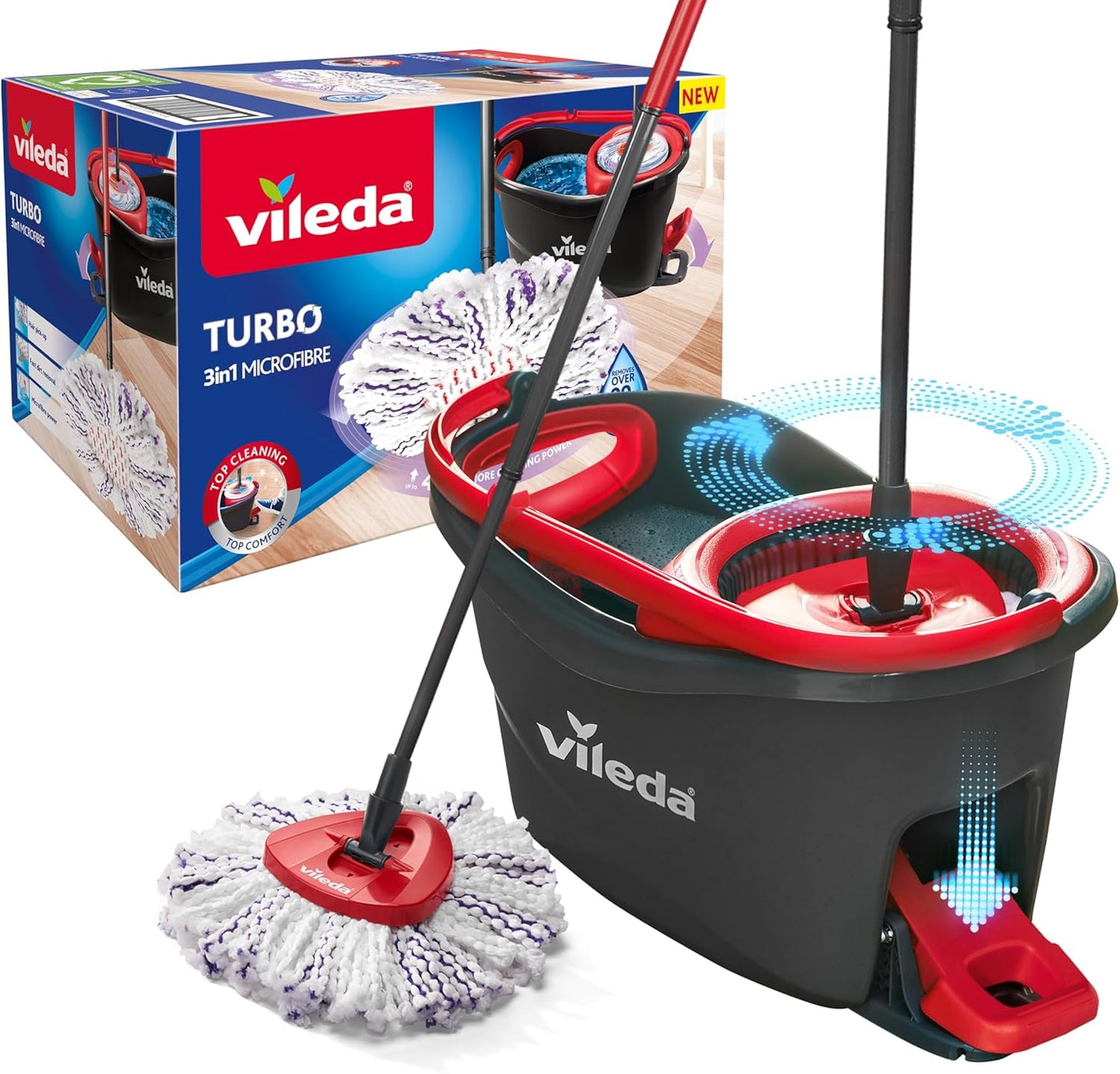 Turbo 3en1 trapeador giratorio microfibra con cubo