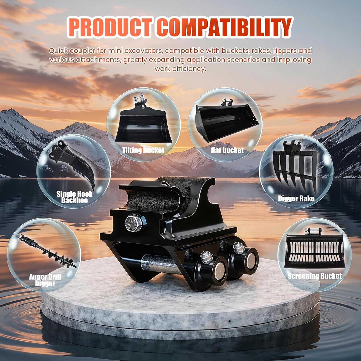 Acoplador mecánico rápido para mini excavadoras 3t negro
