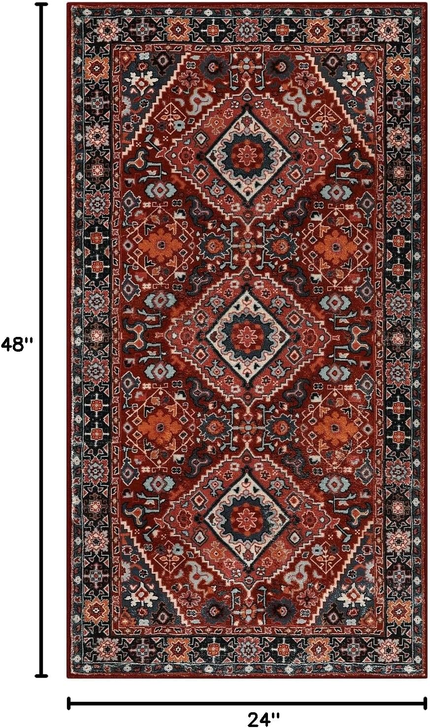 Alfombra oriental roja antiderrap para cocina y dormitorio