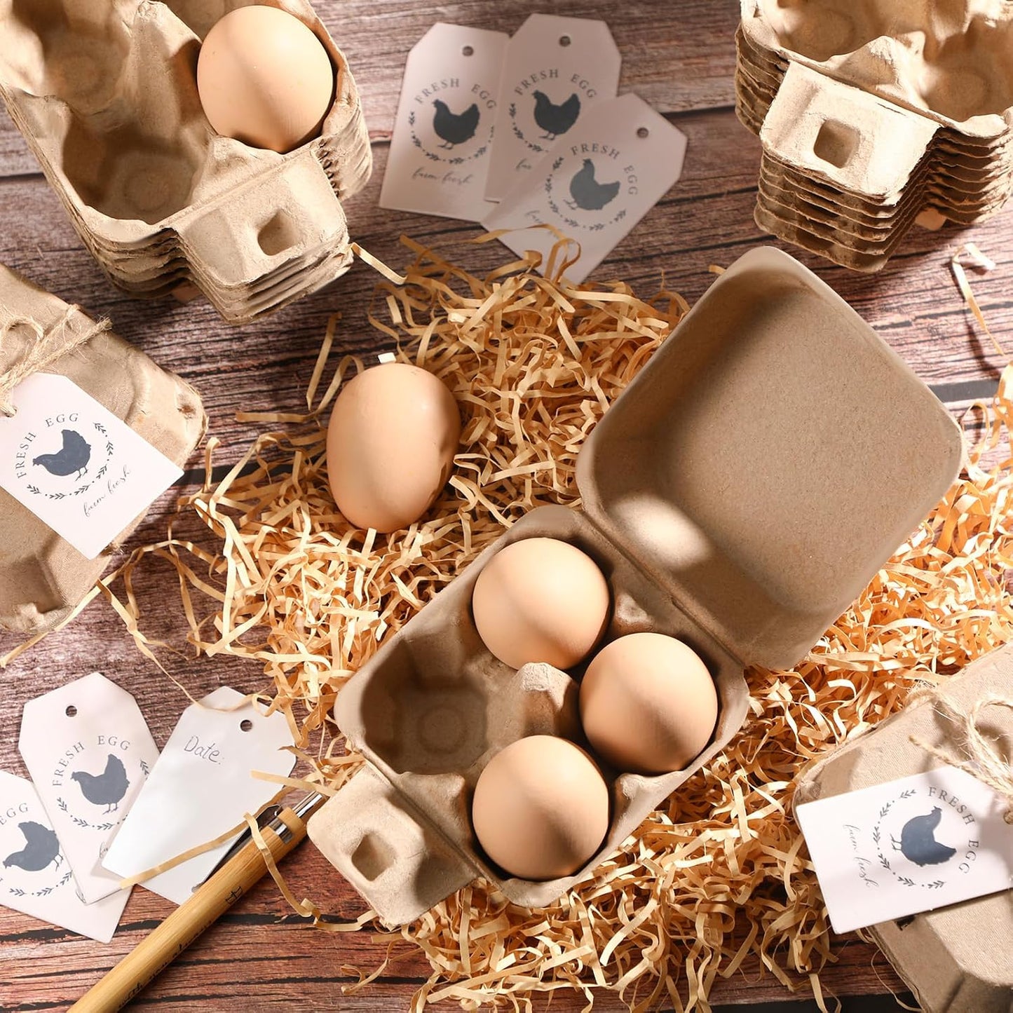 24 Cajas Huevos Reutilizables Papel Pulpa Natural 6 Unidades