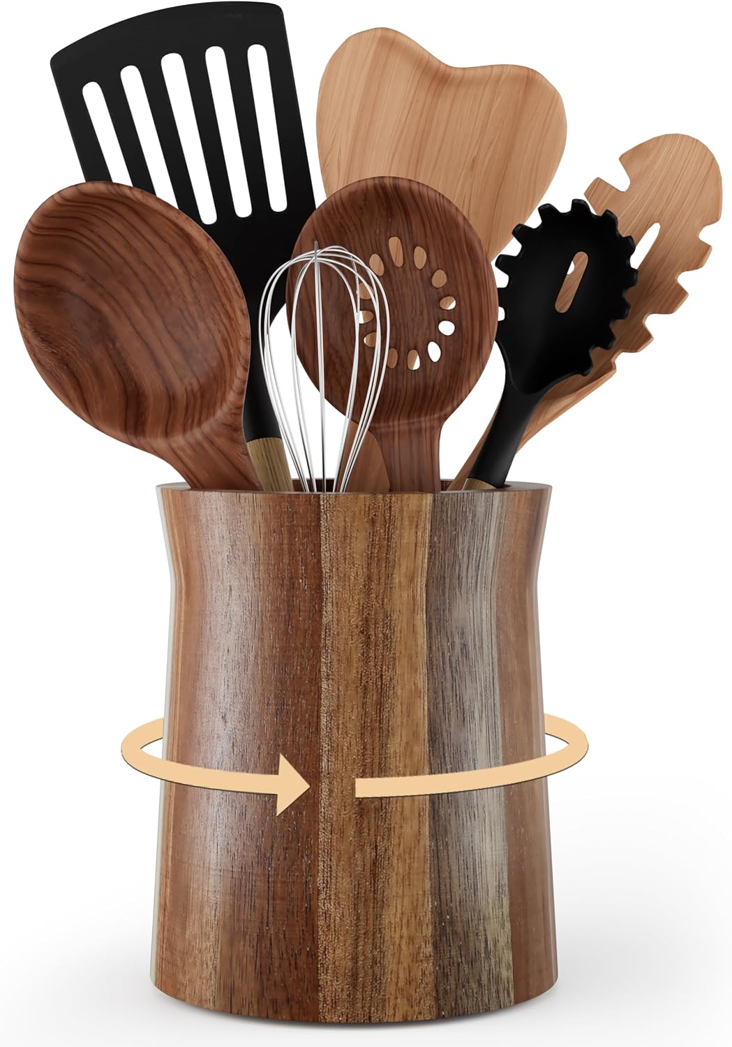 Soporte utensilios acacia giratorio encimera cocina