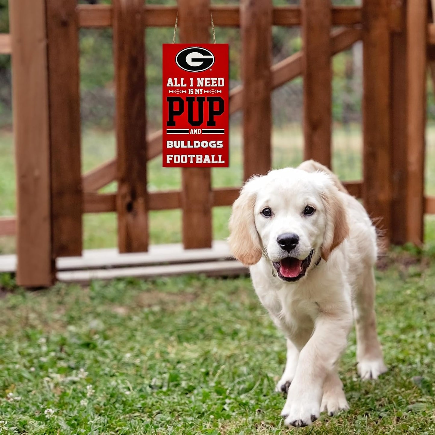 Letrero NCAA Georgia Bulldogs Pup y Football Madera Impermeable