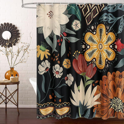 Cortina ducha boho floral tela hojas tropicales 72x72pulg
