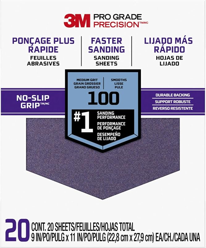 Papel lija 100 3M 9x11pulg pack 20