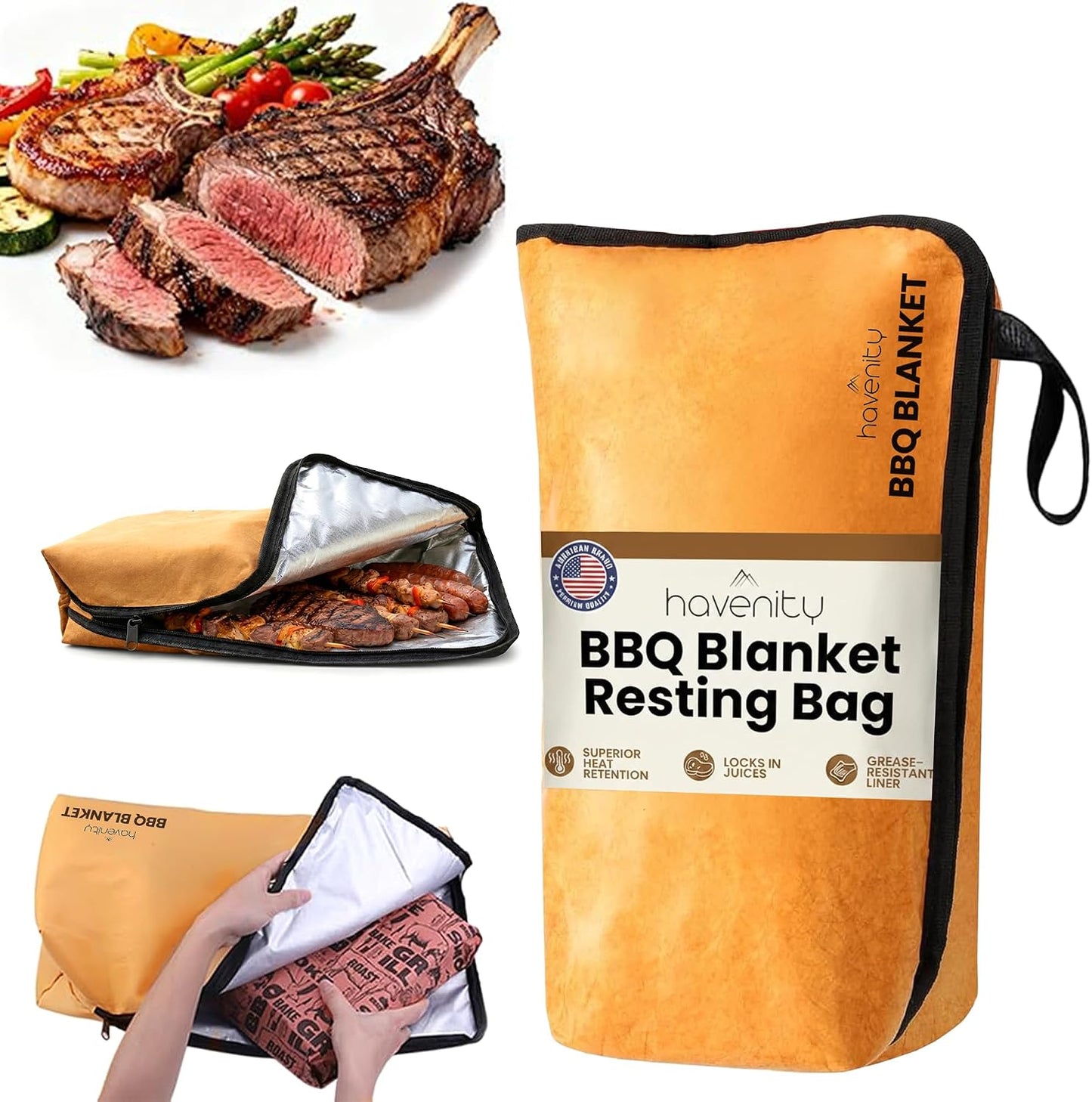 Manta para barbacoa carne y cerdo bolsa reutilizable