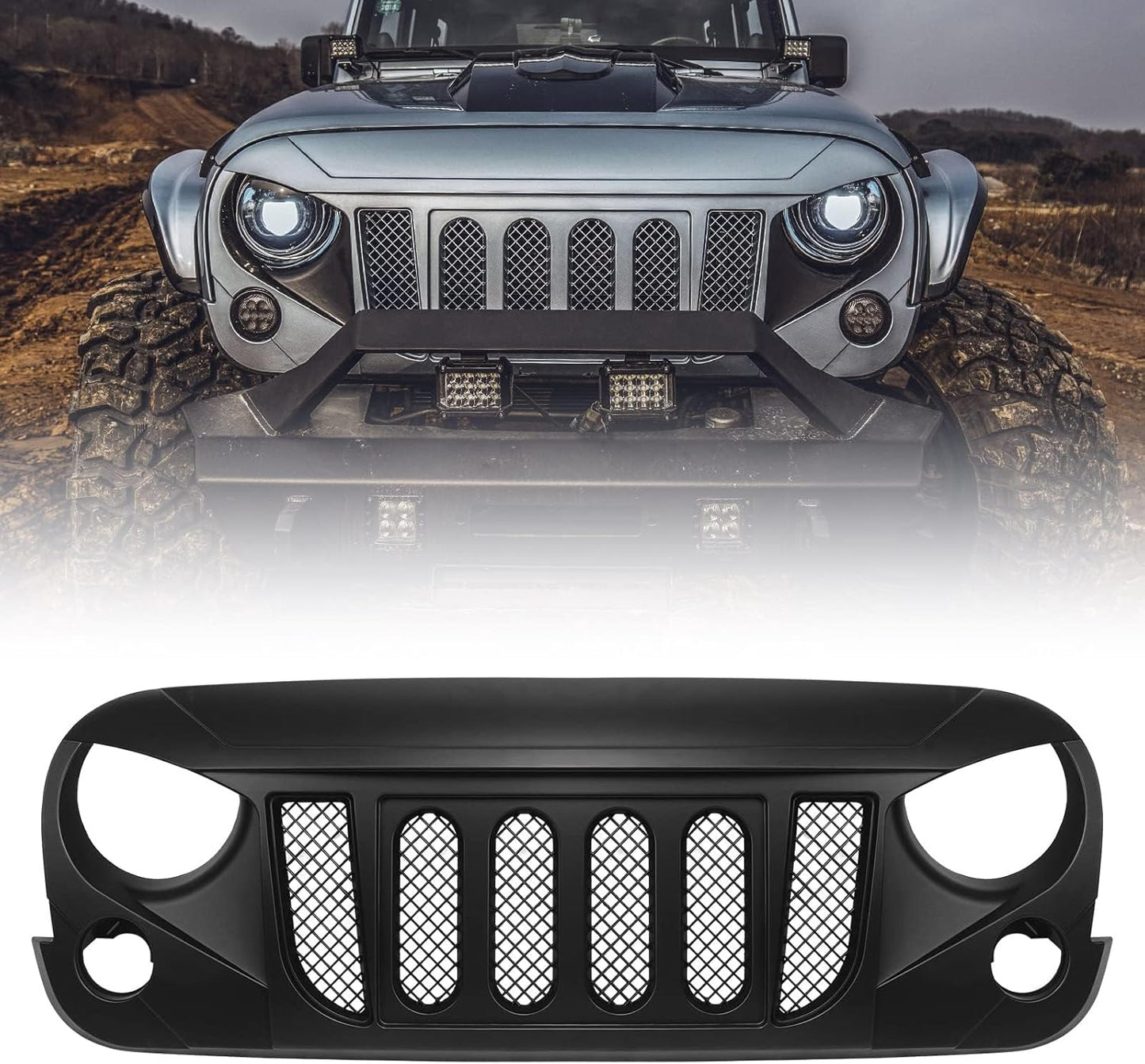 Parrilla delantera Wrangler JK 07-18 negra con malla
