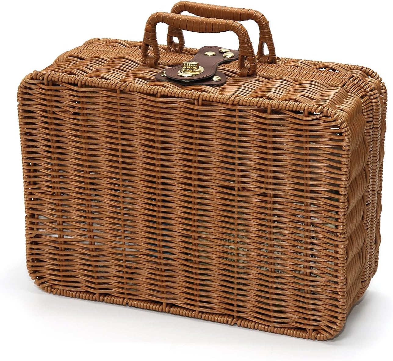 Cesta mimbre vintage 11.5pulg con asas organiz. viaje
