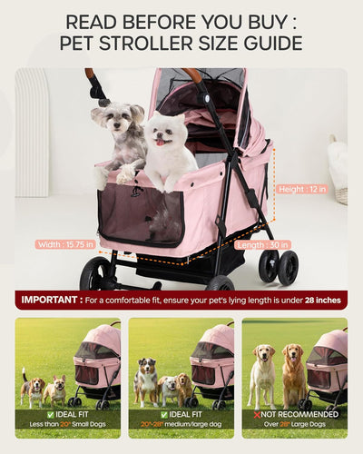 Cochecito perros 20-132lb plegable ventilado rosa/azul