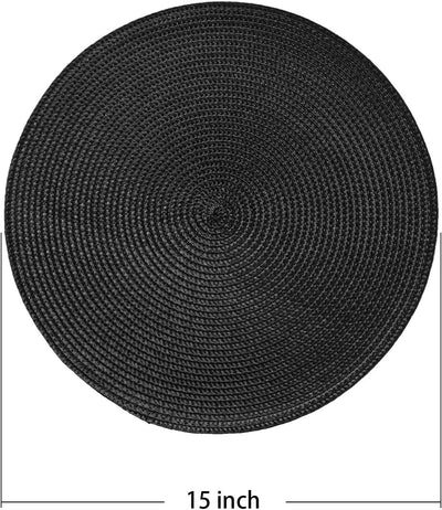 Set 4 Manteles Redondos Trenzados 15pulg Negro