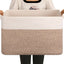 Cesta para manta tejida algodón 65L 20x16x12pulg marrón y blanco