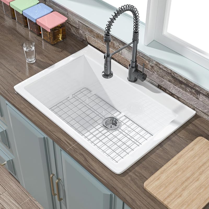 Fregadero cocina empotrable 30x22pulg blanco 1 agujero