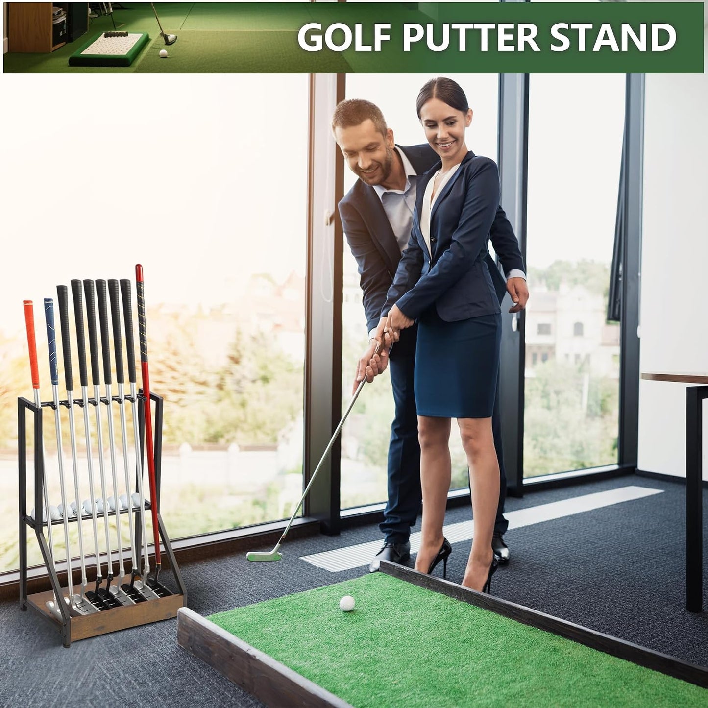 Soporte palos golf 9 pzas madera y hierro