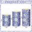 3 Velas LED Chinoiserie Azul y Blanco para Hogar y Fiesta