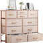 Cómoda 10 cajones tela acero inox madera mango oro rosa