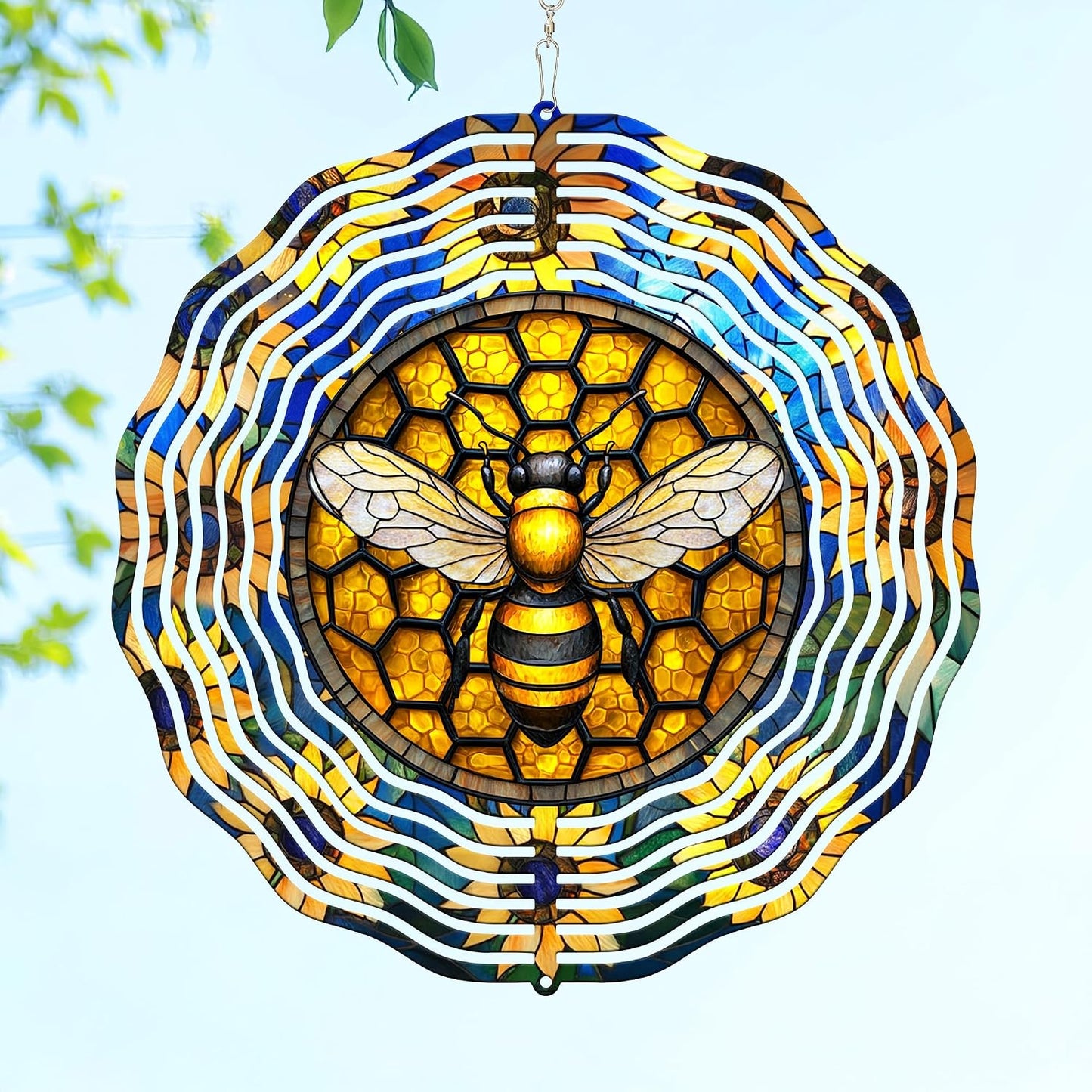 Molinillo viento abeja 12pulg acero inox 3D decoración