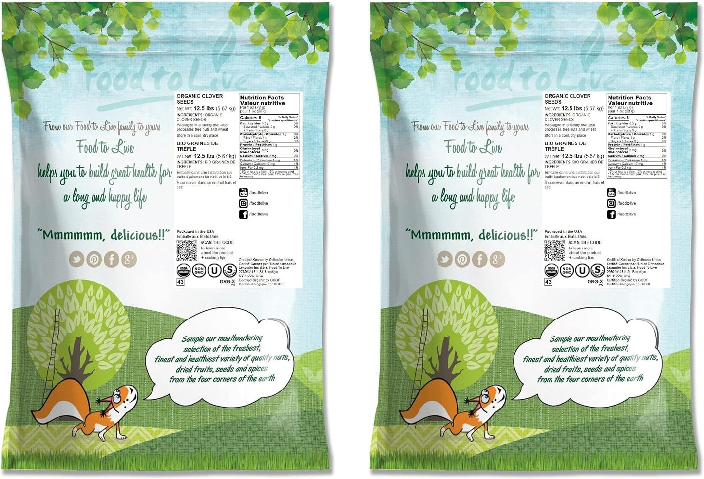 Semillas trébol orgánicas para germinar 25lb puras veganas
