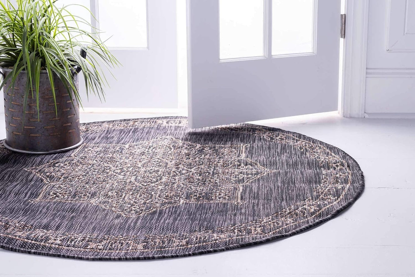 Alfombra exterior estilo tradicional 4ft1" gris carbón