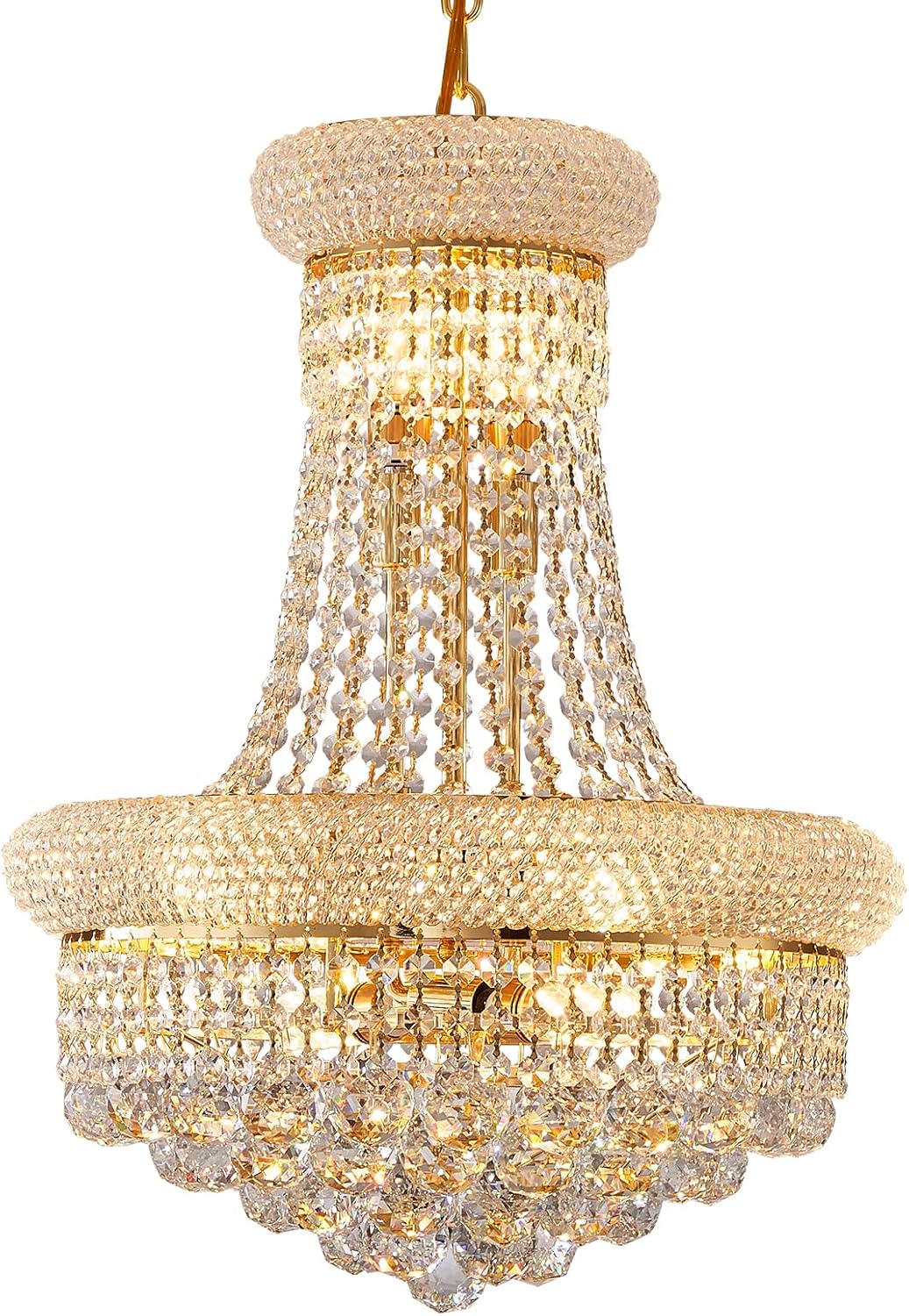 10 Luces Araña Cristal Estilo Imperio Dorado para Comedor
