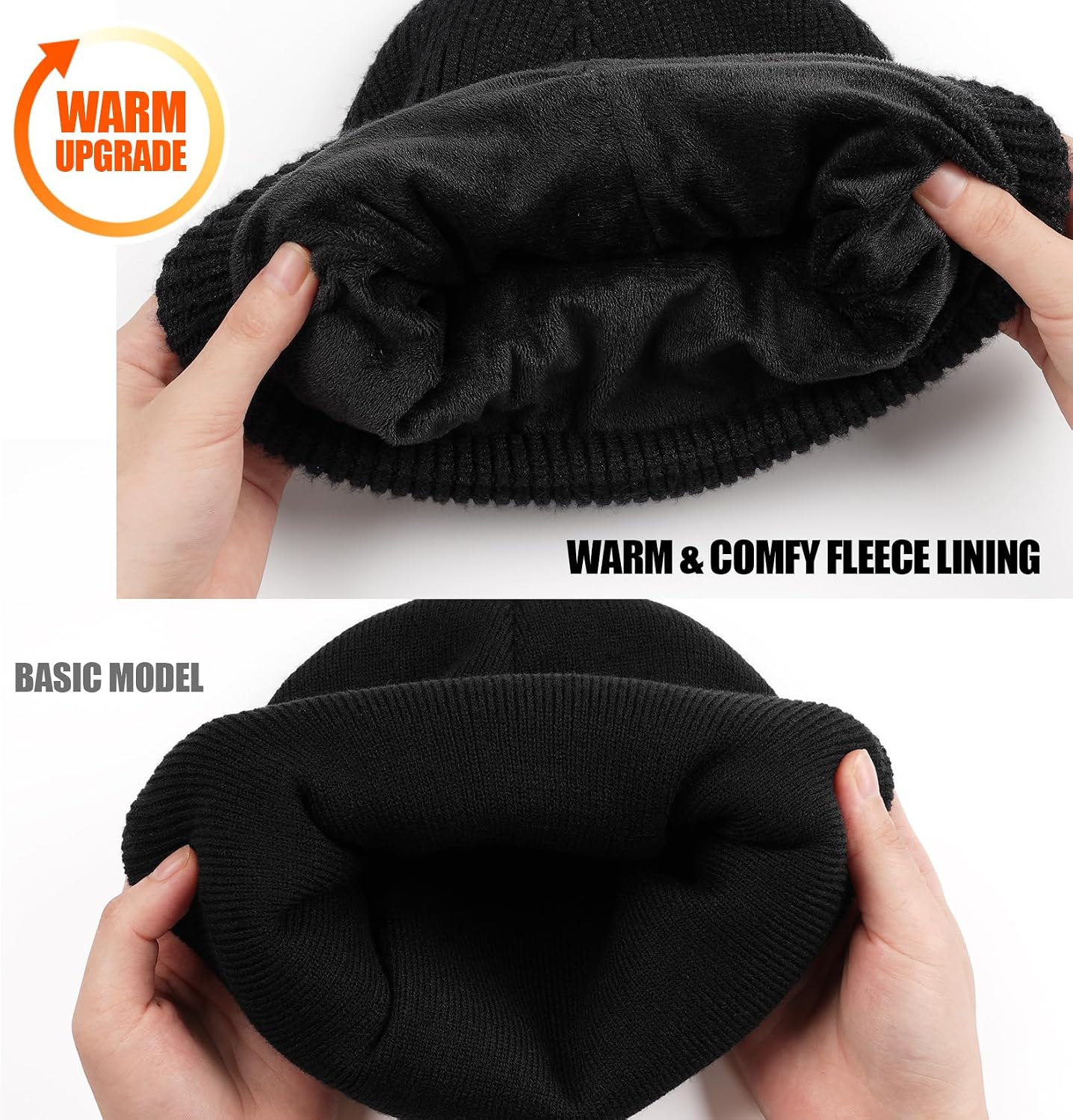 Gorro invierno con forro polar led recargable usb para hombres