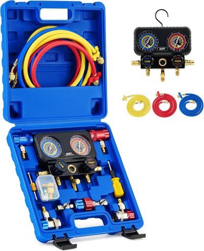 Set medidores AC 3 vías para refrigerantes R1234yf R134a