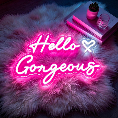 Letrero Neón Hola Hermosa Rosa LED para Barra Cerveza