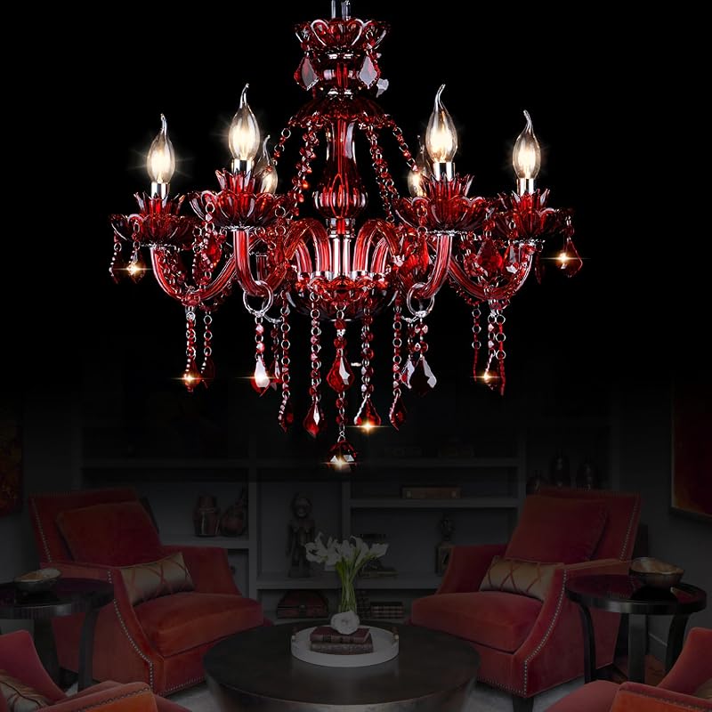 6 Luces Colgantes de Cristal E12 22x23.6pulg