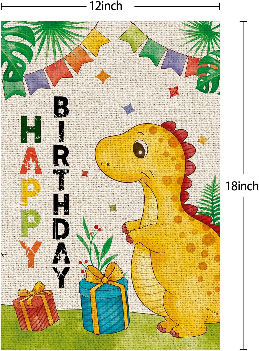 Bandera jardín dinosaurio feliz cumpleaños niño decoración