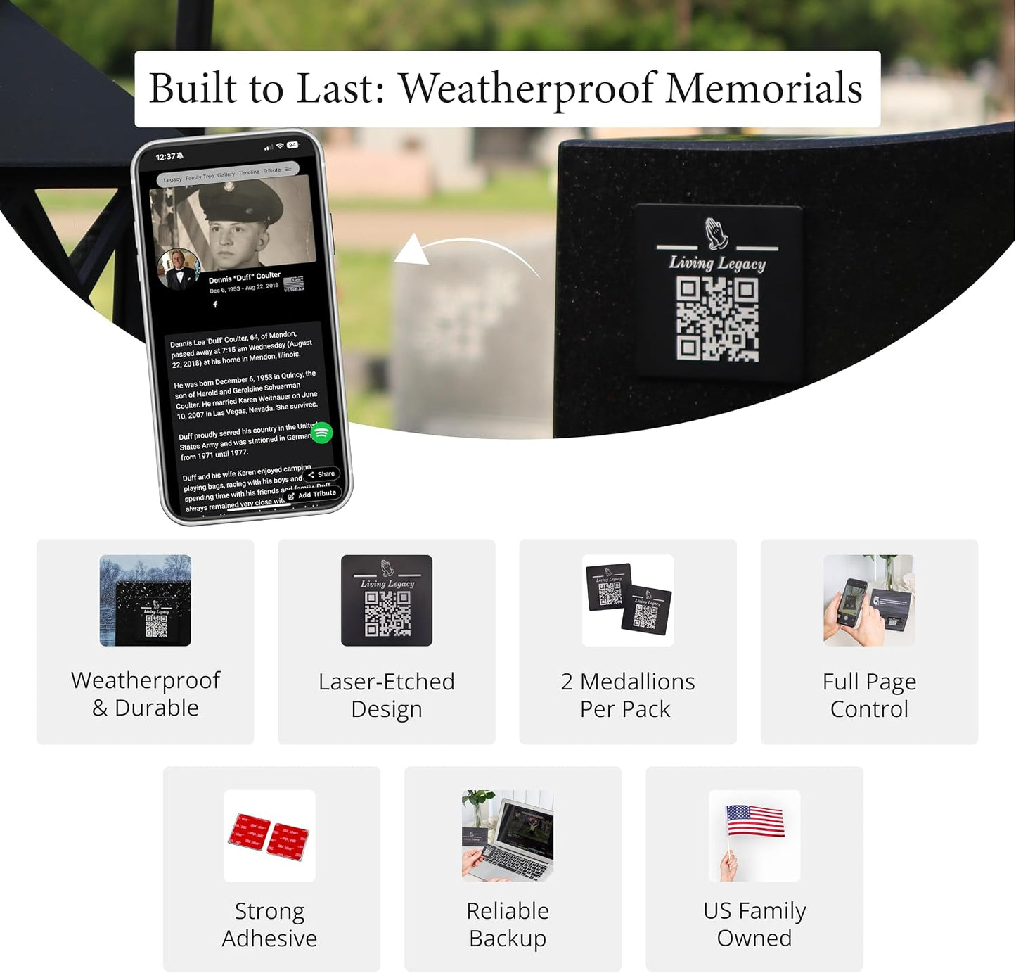 Placa conmemorativa con código QR grabado láser 2x2