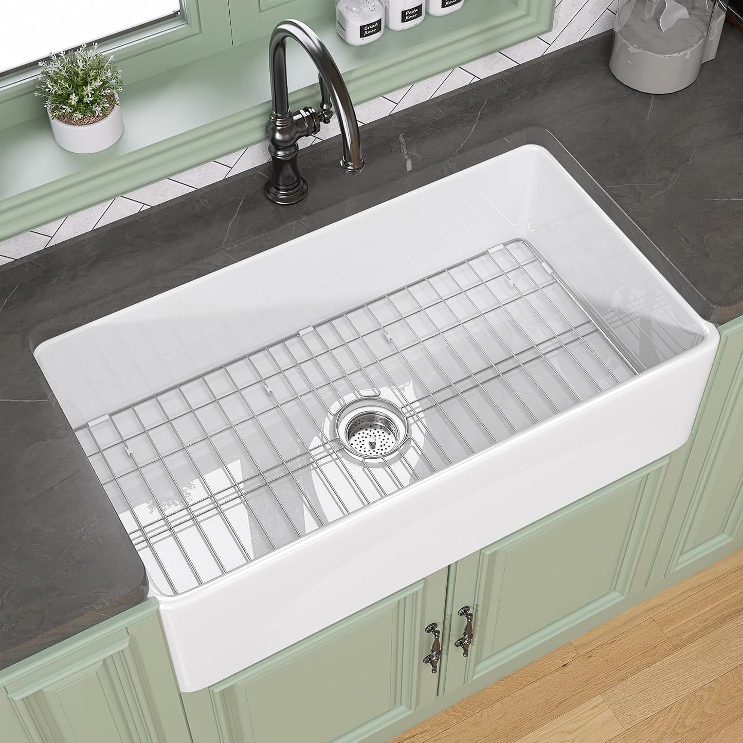 Fregadero de Granja Blanco 33x20 Arcilla Refractaria