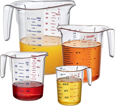 Juego 4 Vasos Medidores Plástico 1/2/4/8 Tazas