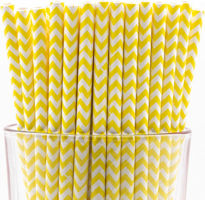 900 Pajitas Papel Biodegradable 4 Capas Amarillas