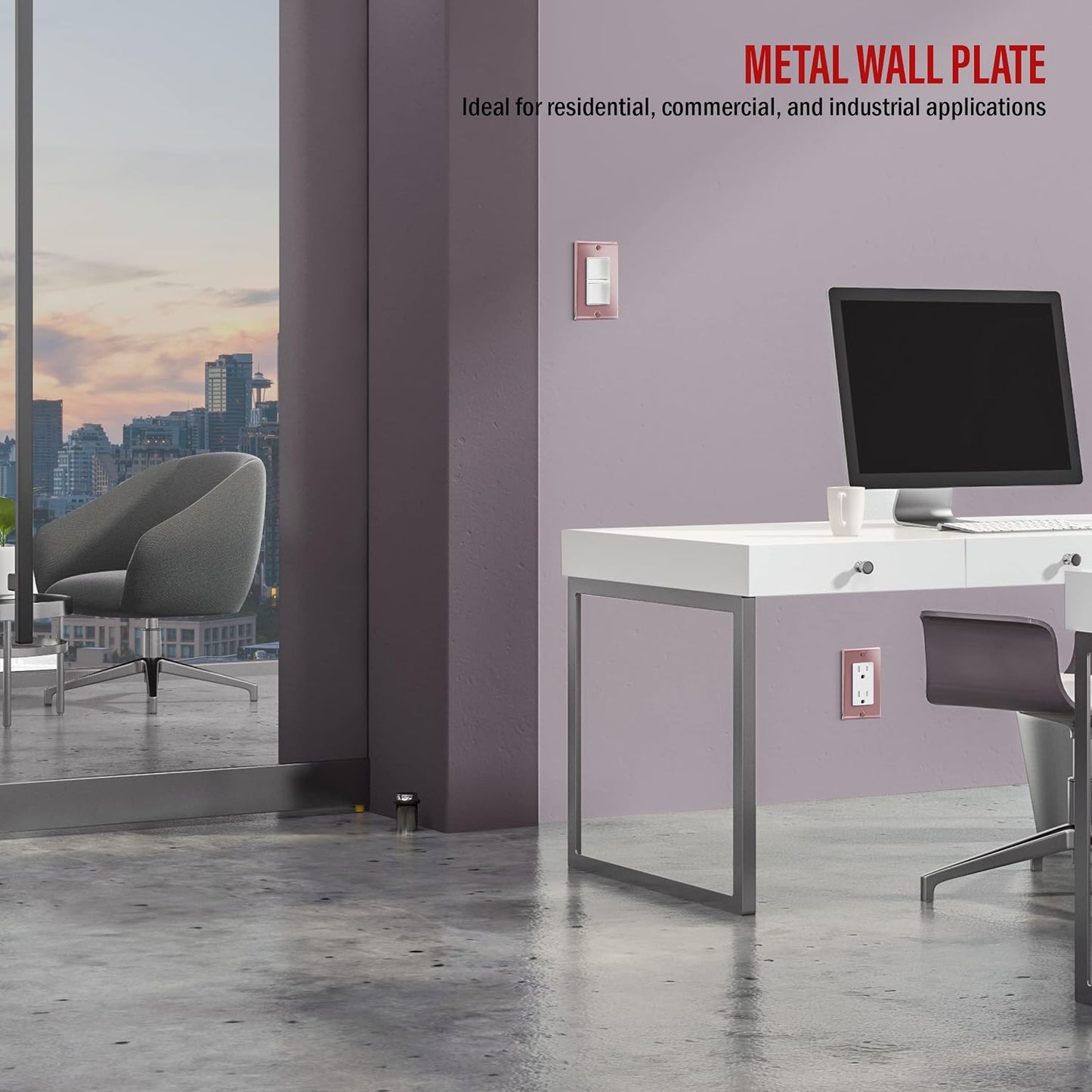 Placa pared metal interruptor decorativo acero inox 201 oro