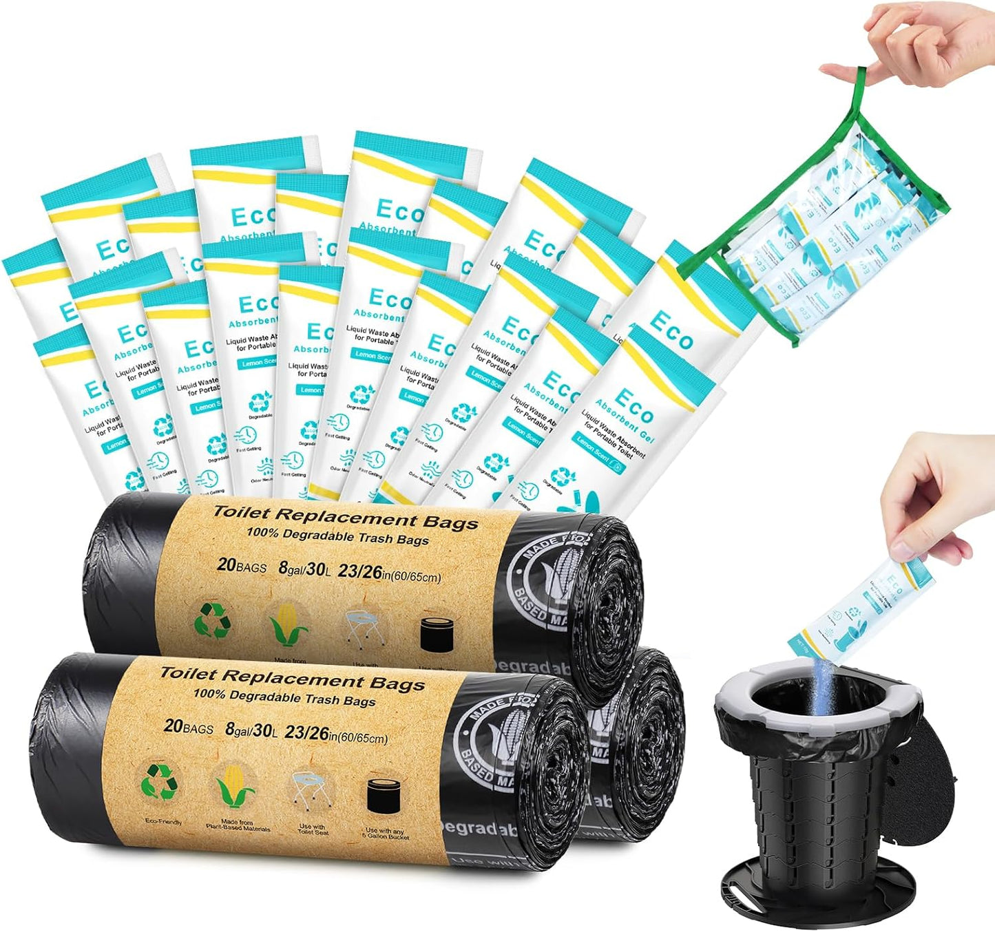 Bolsas de baño absorbentes camping 8gal 30L duraderas