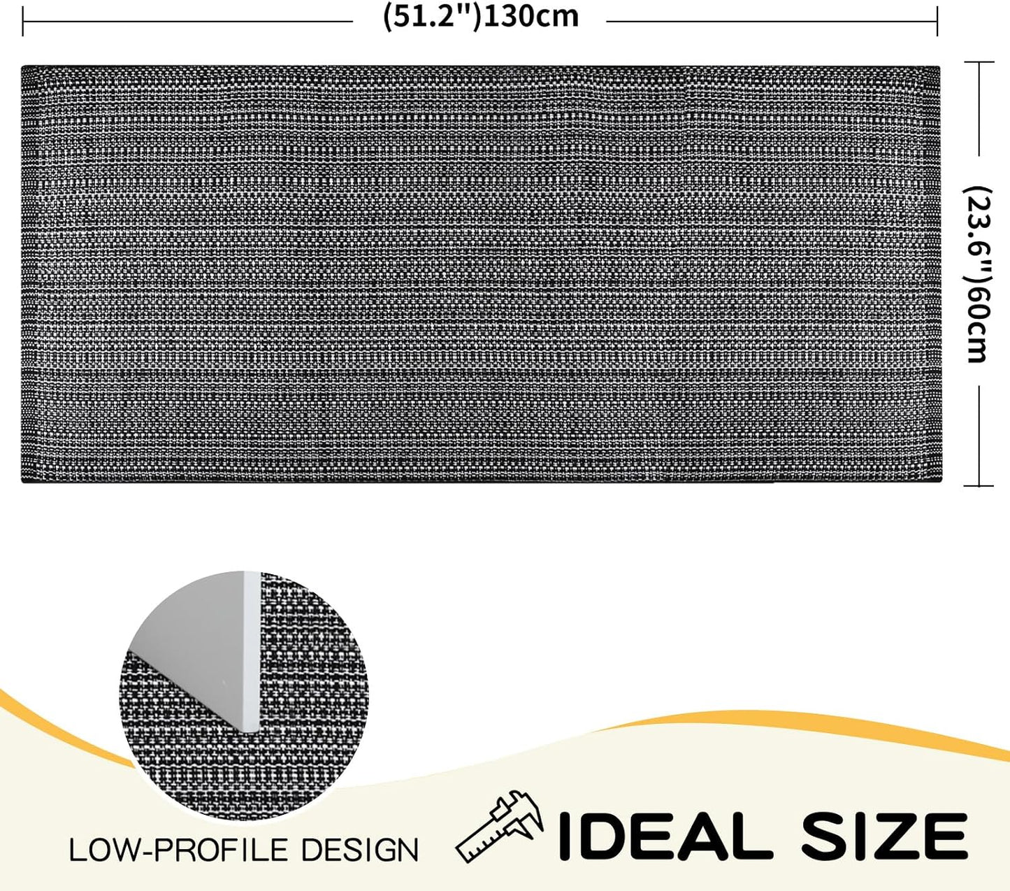 Tapete puerta bohemio negro 23.6x51.2" algodón