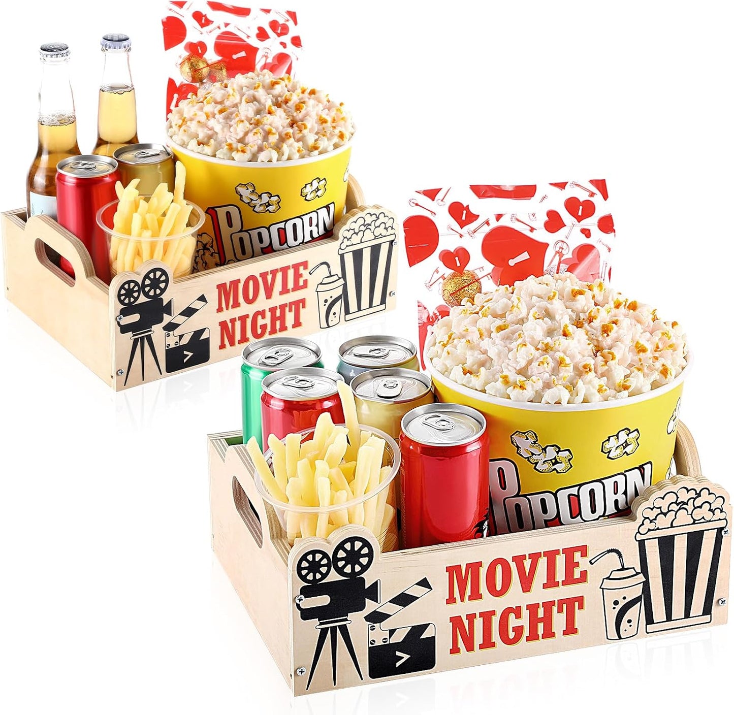2 Pzas Cesta Snacks Madera con Asa Reutiliz. 11x7.9x3.7pulg