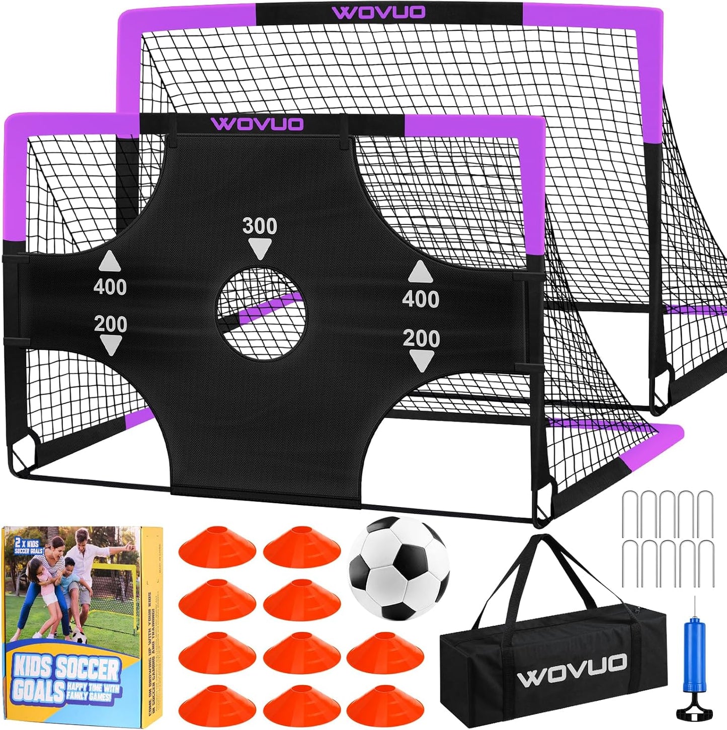 Portón fútbol para niños 6x4pies set 2 con balón cono red