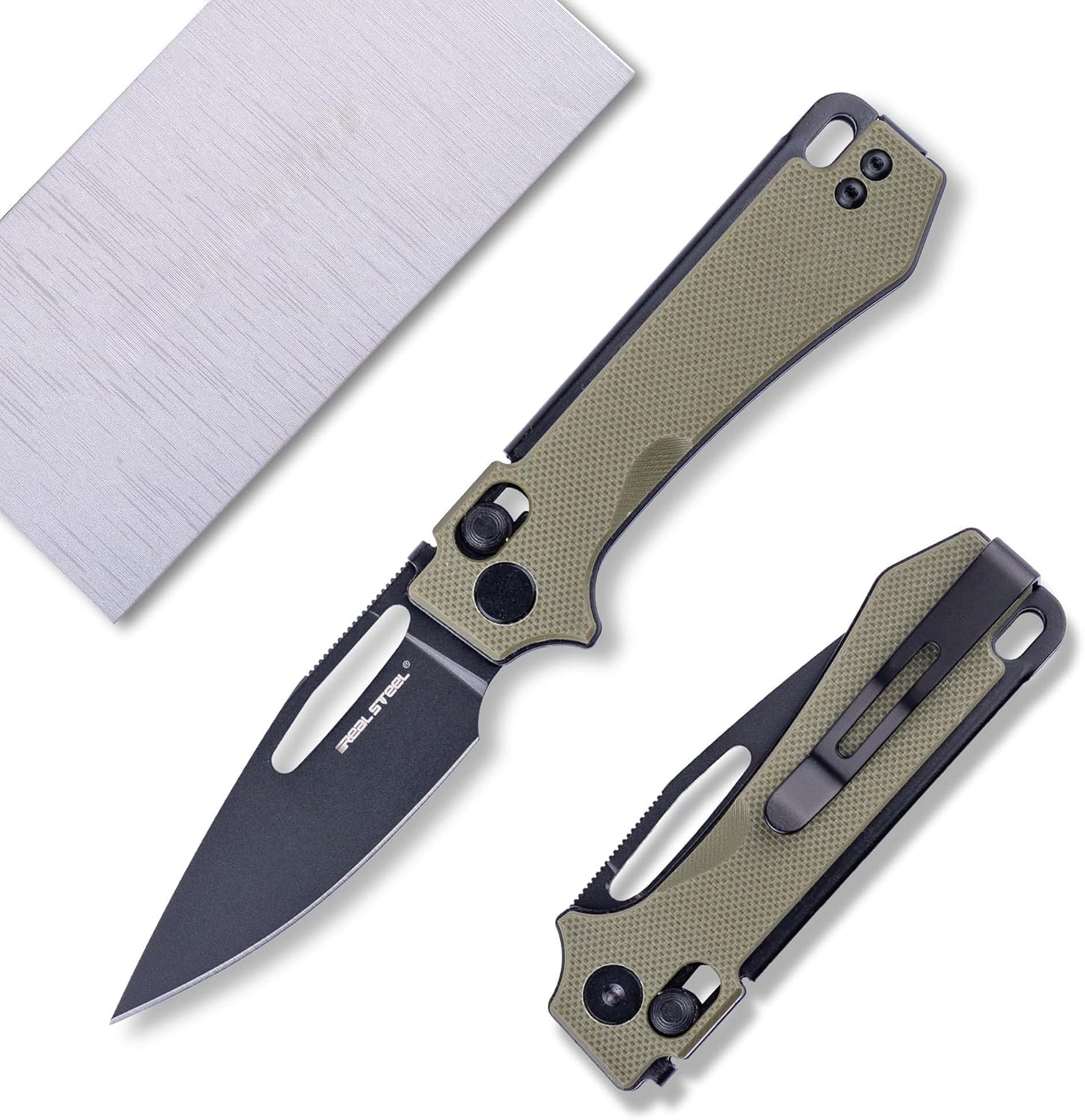 Cuchillo plegable acero PVD negro 2.72pulg mango G10