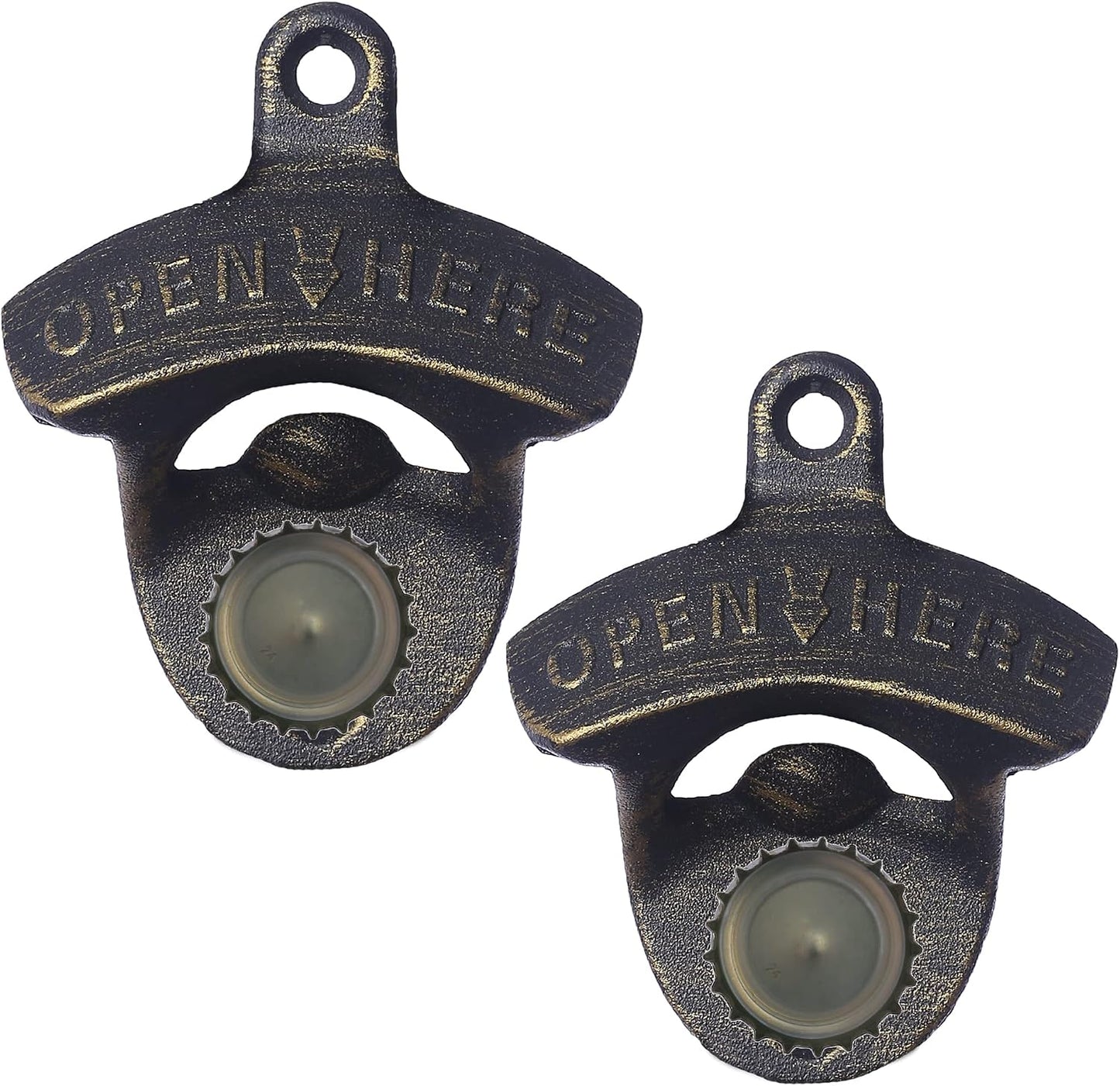 Abrebotellas magnéticos para pared con imanes bronce envejecido