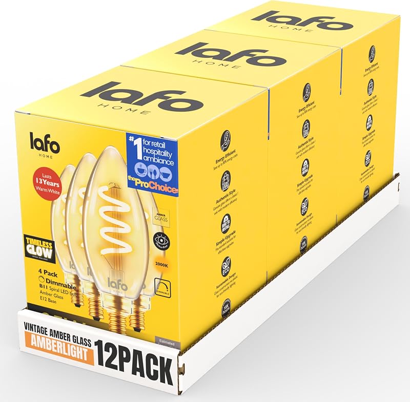 12 Bombillas LED B11 E12 Regulables 3-25W CRI80 Filamento