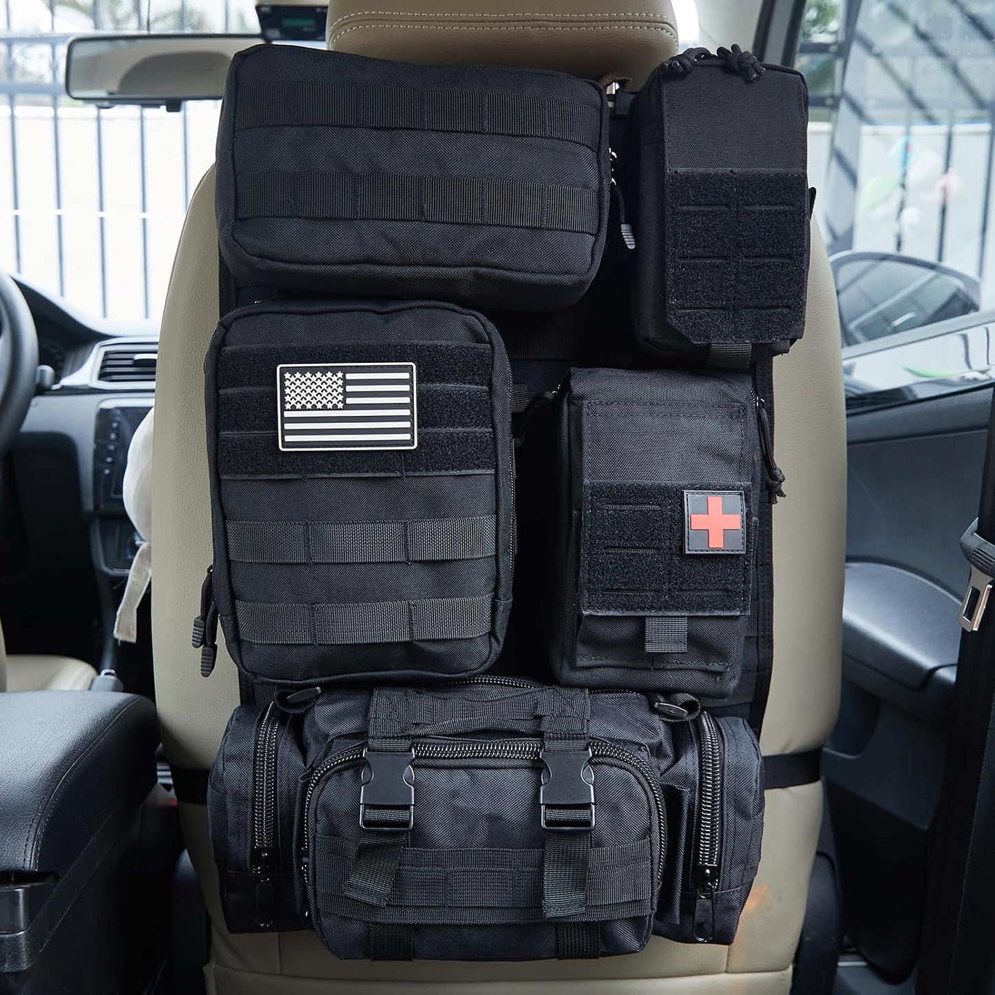 Bolsa organizadora táctica para coche con 5 bolsas