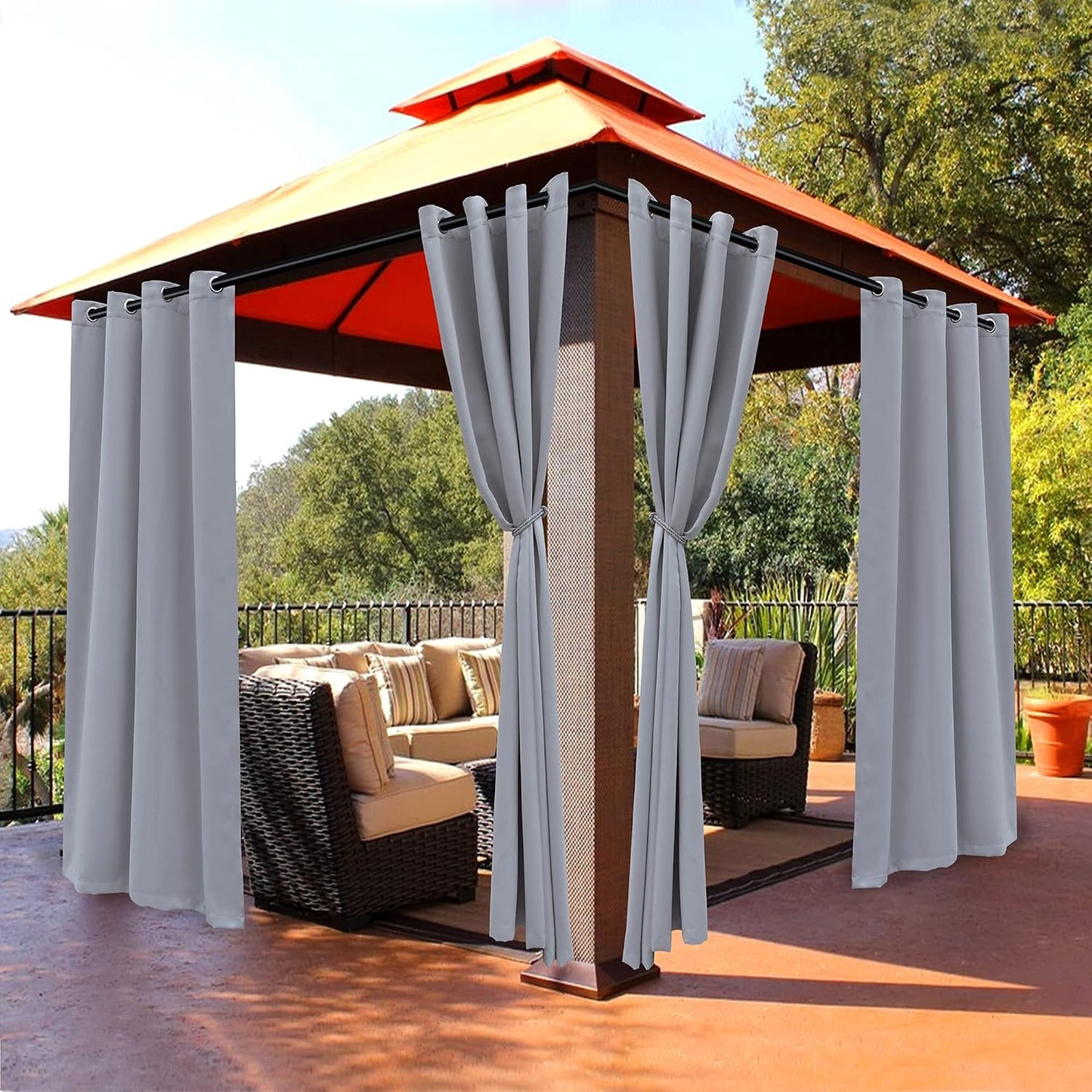 Cortinas opacas impermeables para patio 1 panel